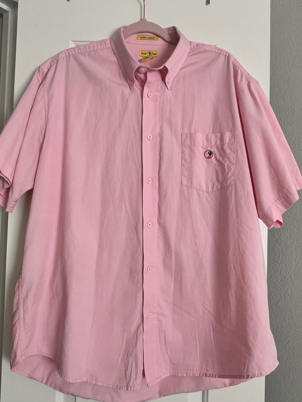 Duck Head Men’s Pink Button-Down Shirt XL Short Sleeve 100% Cotton Preppy Casual